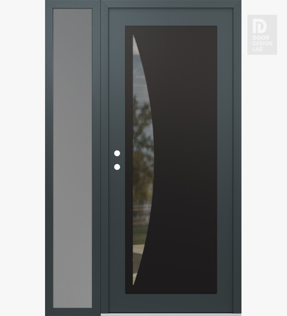 Modern Steel Front Door Diamond C13 50" x 80" anthracite/anthracite clear Glass Panel black RHI with Sidelite frosted Glass