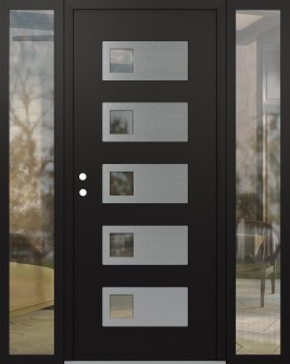 Diamond D2 68" x 80" black/black Clear Glass Panel Stainless steel RHI with 2 Sidelites Clear Glass