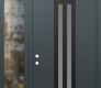 Modern Steel Front Door DIAMOND A8 48" X 96" ANTHRACITE/ANTHRACITE FROSTED GLASS PANEL BLACK RHI WITH SIDELITE AND TRANSOM CLEAR GLASS