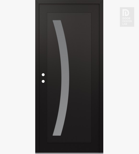 Modern Steel Front Door Diamond C4 36" x 80" black/white frosted Glass Panel black RHI