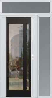 Diamond C15 50" x 96" white/white clear Glass Panel black LHI with Sidelite and Transom frosted Glass