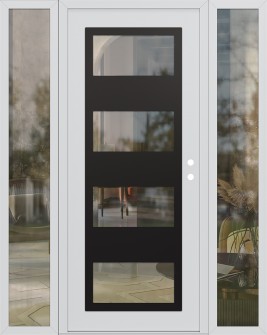 Diamond C2 68" x 80" white/white clear Glass Panel black LHI with 2 Sidelites clear Glass