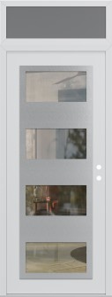 Diamond C2 36" x 96" white/white clear Glass Panel stainless steel LHI with Transom frosted Glass