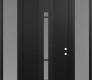 Modern Steel Front Door DIAMOND A3 64" X 96" BLACK/WHITE FROSTED GLASS PANEL BLACK LHI WITH 2 SIDELITES AND TRANSOM FROSTED GLASS