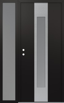 DIAMOND A1 52" X 80" BLACK/WHITE FROSTED GLASS PANEL STAINLESS STEEL RHI WITH SIDELITE FROSTED GLASS