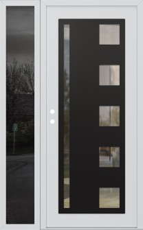 Diamond C3 52" x 80" white/white clear Glass Panel black RHI with Sidelite mirrored Glass