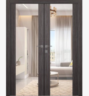 Palladio 202 Clear Vetro Gray Oak Double doors