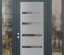 Modern Steel Front Door Diamond C7 60" x 96" anthracite/anthracite clear Glass Panel stainless steel RHI with 2 Sidelites and Transom clear Glass