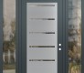 Modern Steel Front Door Diamond C11 68" x 96" anthracite/anthracite clear Glass Panel stainless steel LHI with 2 Sidelites and Transom clear Glass