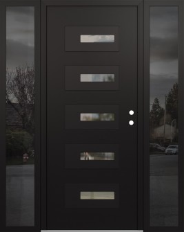 Diamond D6 68" x 80" black/black Clear Glass Panel black LHI with 2 Sidelites Mirrored Glass