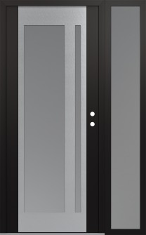 Diamond C15 52" x 80" black/white frosted Glass Panel stainless steel LHI with Sidelite frosted Glass