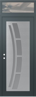 Diamond C12 36" x 96" anthracite/anthracite frosted Glass Panel stainless steel RHI with Transom clear Glass