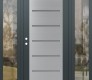 Modern Steel Front Door Diamond C11 60" x 80" anthracite/anthracite frosted Glass Panel stainless steel RHI with 2 Sidelites clear Glass