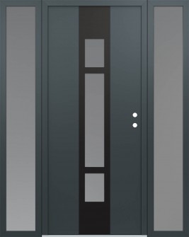 DIAMOND A9 60" X 80" ANTHRACITE/ANTHRACITE FROSTED GLASS PANEL BLACK LHI WITH 2 SIDELITES FROSTED GLASS