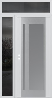 Diamond C15 48" x 96" white/white frosted Glass Panel stainless steel RHI with Sidelite and Transom mirrored Glass