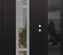 Modern Steel Front Door DIAMOND A9 52" X 80" BLACK/BLACK CLEAR GLASS PANEL STAINLESS STEEL LHI WITH SIDELITE MIRRORED GLASS