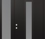 Modern Steel Front Door DIAMOND A1 52" X 96" BLACK/WHITE FROSTED GLASS PANEL BLACK RHI WITH SIDELITE AND TRANSOM FROSTED GLASS