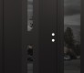 Modern Steel Front Door DIAMOND A6 48" X 80" BLACK/BLACK MIRRORED GLASS PANEL BLACK LHI WITH SIDELITE MIRRORED GLASS