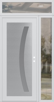 Diamond C4 52" x 96" white/white frosted Glass Panel stainless steel LHI with Sidelite and Transom clear Glass