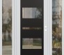 Modern Steel Front Door Diamond C10 64" x 80" white/white clear Glass Panel black LHI with 2 Sidelites clear Glass
