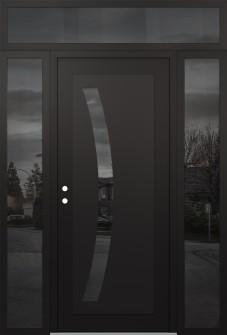 Diamond C4 60" x 96" black/black mirrored Glass Panel black RHI with 2 Sidelites and Transom mirrored Glass