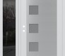 Modern Steel Front Door Diamond C5 52" x 80" white/white frosted Glass Panel stainless steel RHI with Sidelite mirrored Glass