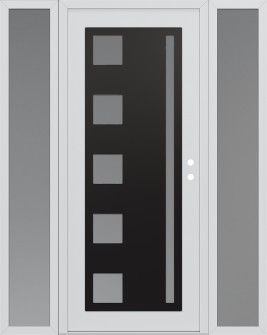 Diamond C3 60" x 80" white/white frosted Glass Panel black LHI with 2 Sidelites frosted Glass