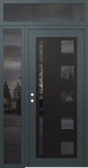 Diamond C3 48" x 96" anthracite/anthracite mirrored Glass Panel black RHI with Sidelite and Transom mirrored Glass