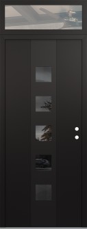 DIAMOND A13 36" X 96" BLACK/BLACK MIRRORED GLASS PANEL BLACK LHI WITH TRANSOM CLEAR GLASS