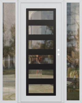 Diamond C9 68" x 80" white/white clear Glass Panel black LHI with 2 Sidelites clear Glass