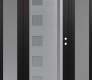 Modern Steel Front Door Diamond C3 64" x 80" black/white frosted Glass Panel stainless steel LHI with 2 Sidelites frosted Glass