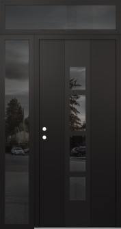 DIAMOND A10 48" X 96" BLACK/BLACK MIRRORED GLASS PANEL BLACK RHI WITH SIDELITE AND TRANSOM MIRRORED GLASS