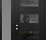 Modern Steel Front Door Diamond C2 52" x 96" black/black mirrored Glass Panel black RHI with Sidelite and Transom frosted Glass