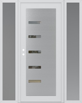 Diamond C8 68" x 80" white/white clear Glass Panel stainless steel RHI with 2 Sidelites frosted Glass