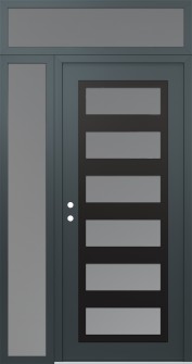 Diamond C9 48" x 96" anthracite/anthracite frosted Glass Panel black RHI with Sidelite and Transom frosted Glass