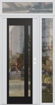 Diamond C15 48" x 96" white/white clear Glass Panel black LHI with Sidelite and Transom clear Glass