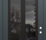 Modern Steel Front Door Diamond C14 36" x 96" anthracite/anthracite mirrored Glass Panel black LHI with Transom mirrored Glass