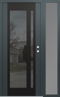 Diamond C15 50" x 80" anthracite/anthracite mirrored Glass Panel black LHI with Sidelite frosted Glass