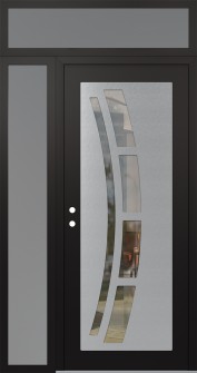 Diamond C12 48" x 96" black/black clear Glass Panel stainless steel RHI with Sidelite and Transom frosted Glass