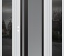 Modern Steel Front Door Diamond C15 60" x 80" white/white frosted Glass Panel black RHI with 2 Sidelites mirrored Glass