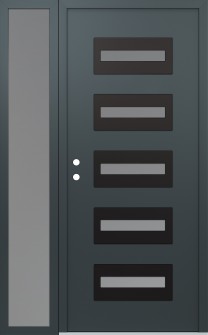 Diamond D4 48" x 80" anthracite/anthracite frosted Glass Panel black RHI with Sidelite frosted Glass