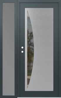 Diamond C13 52" x 80" anthracite/anthracite clear Glass Panel stainless steel RHI with Sidelite frosted Glass