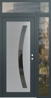 Diamond C4 52" x 96" anthracite/anthracite mirrored Glass Panel stainless steel LHI with Sidelite and Transom clear Glass