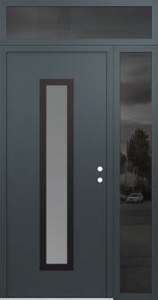 DIAMOND A11 48" X 96" ANTHRACITE/ANTHRACITE FROSTED GLASS PANEL BLACK LHI WITH SIDELITE AND TRANSOM MIRRORED GLASS