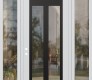 Modern Steel Front Door Diamond C14 60" x 96" white/white clear Glass Panel black RHI with 2 Sidelites and Transom clear Glass