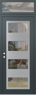 Diamond C2 36" x 96" anthracite/anthracite clear Glass Panel stainless steel RHI with Transom clear Glass