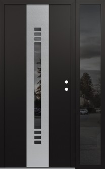 DIAMOND A5 50" X 80" BLACK/BLACK MIRRORED GLASS PANEL STAINLESS STEEL LHI WITH SIDELITE MIRRORED GLASS