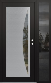 Diamond C13 52" x 80" black/black clear Glass Panel stainless steel LHI with Sidelite mirrored Glass