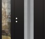 Modern Steel Front Door DIAMOND A2 52" X 80" BLACK/WHITE FROSTED GLASS PANEL STAINLESS STEEL RHI WITH SIDELITE CLEAR GLASS