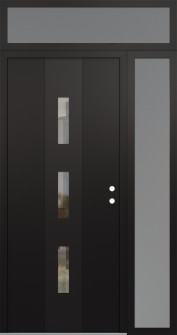 DIAMOND A7 48" X 96" BLACK/BLACK CLEAR GLASS PANEL BLACK LHI WITH SIDELITE AND TRANSOM FROSTED GLASS